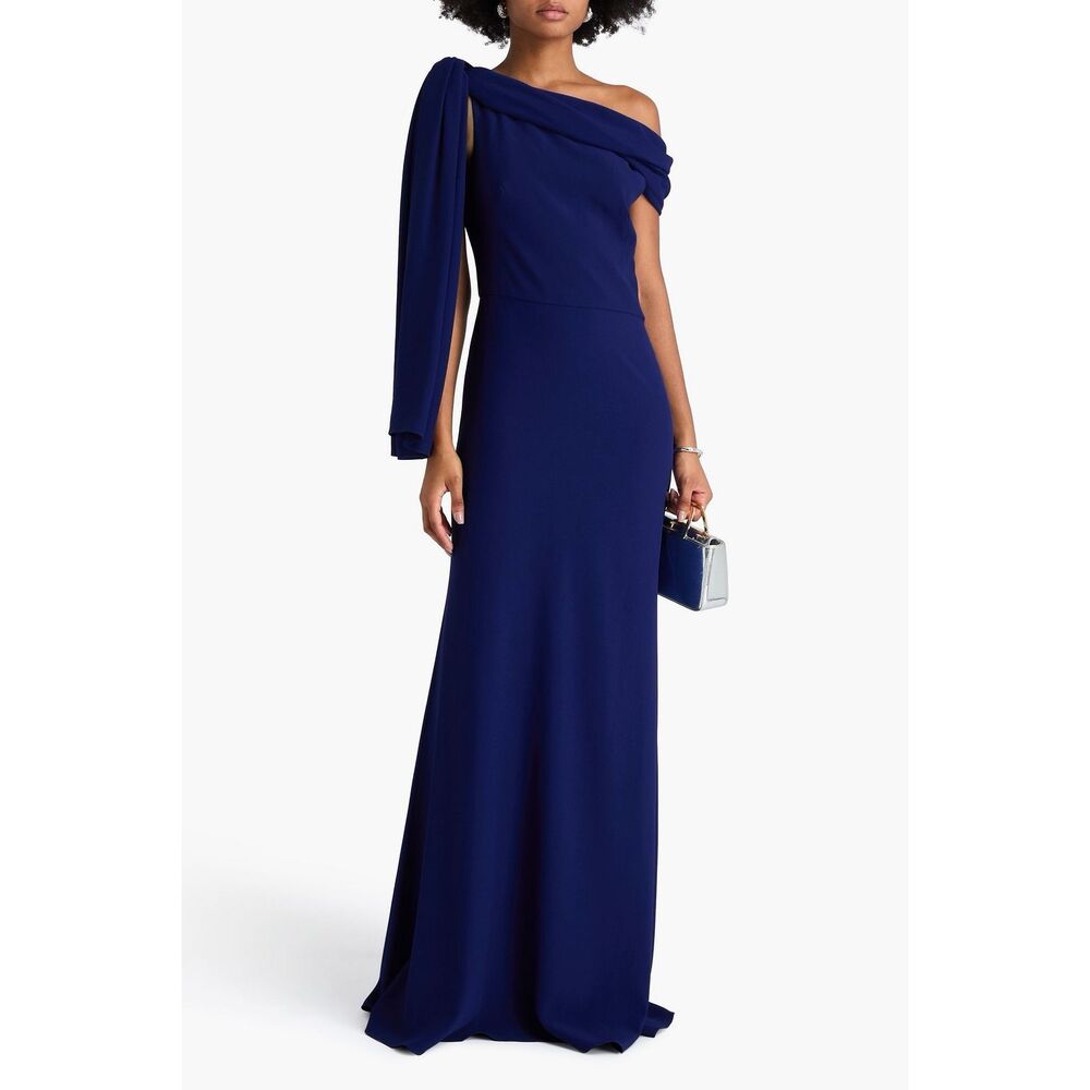 Alexander McQueen Navy One-Shoulder Maxi Gown